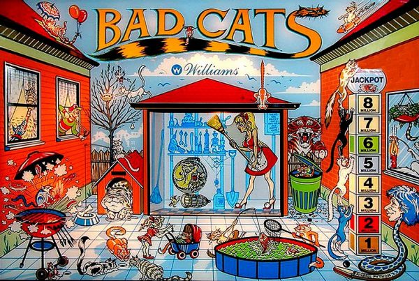 Bad Cats Pinball Machine by Williams - 1989